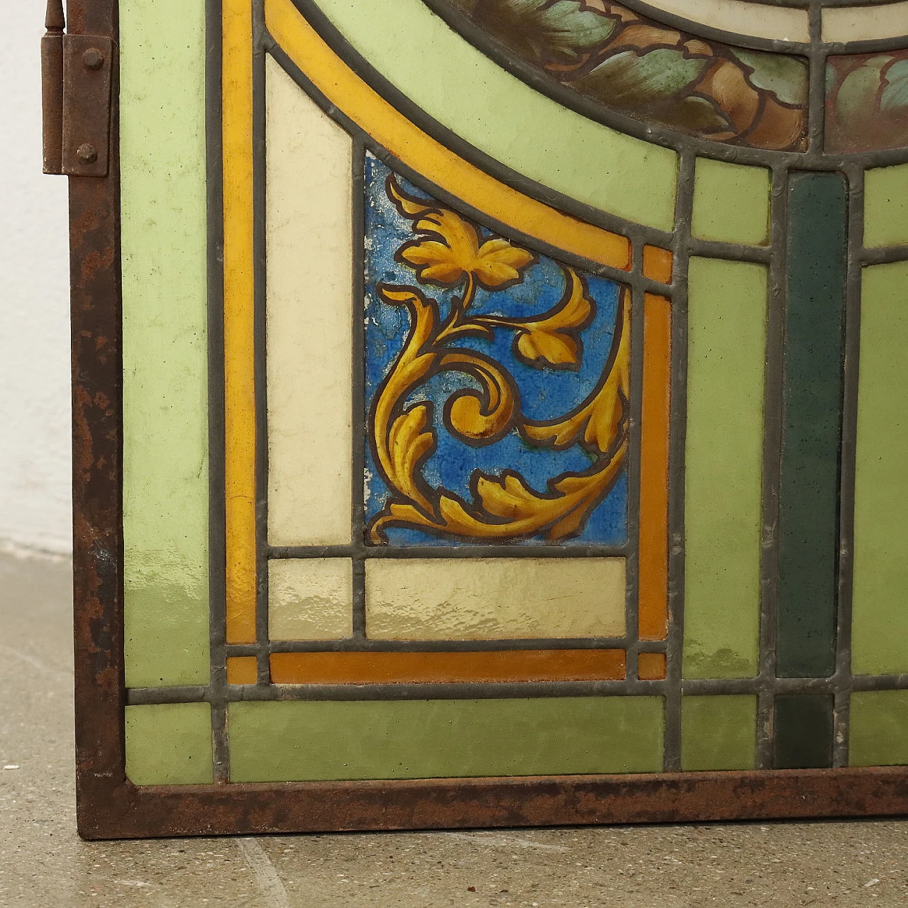 Art Nouveau stained & painted leaded glass window, 19th century 5