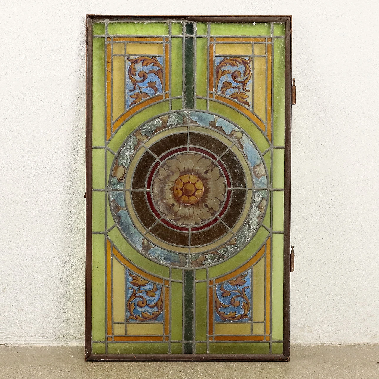 Art Nouveau stained & painted leaded glass window, 19th century 7