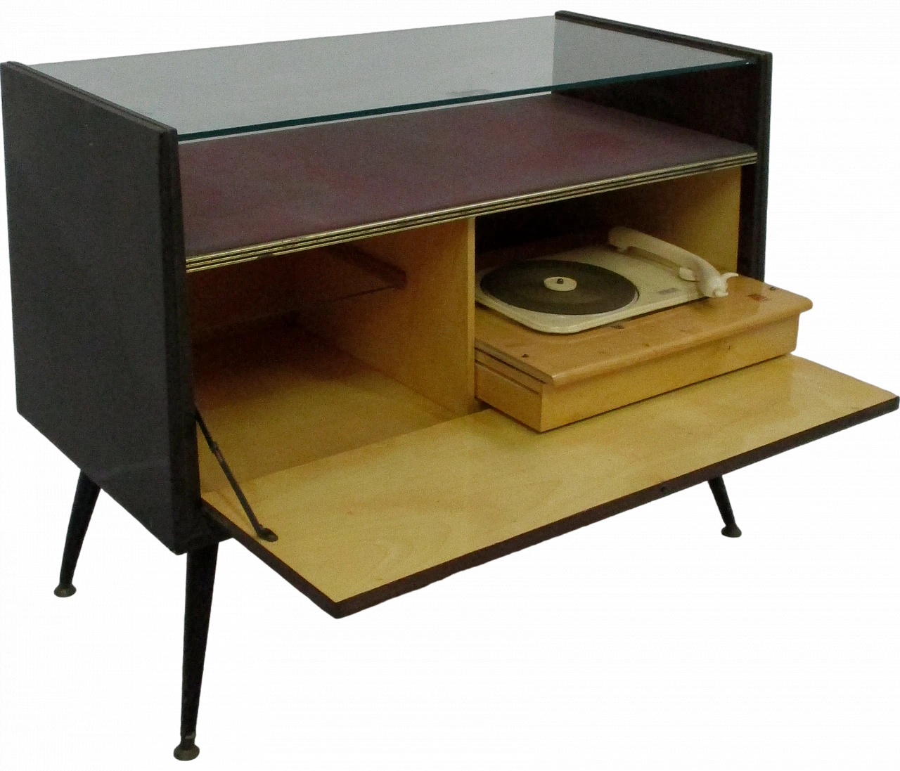 Bar cabinet with Philips turntable by Nanetti, 1950s 10