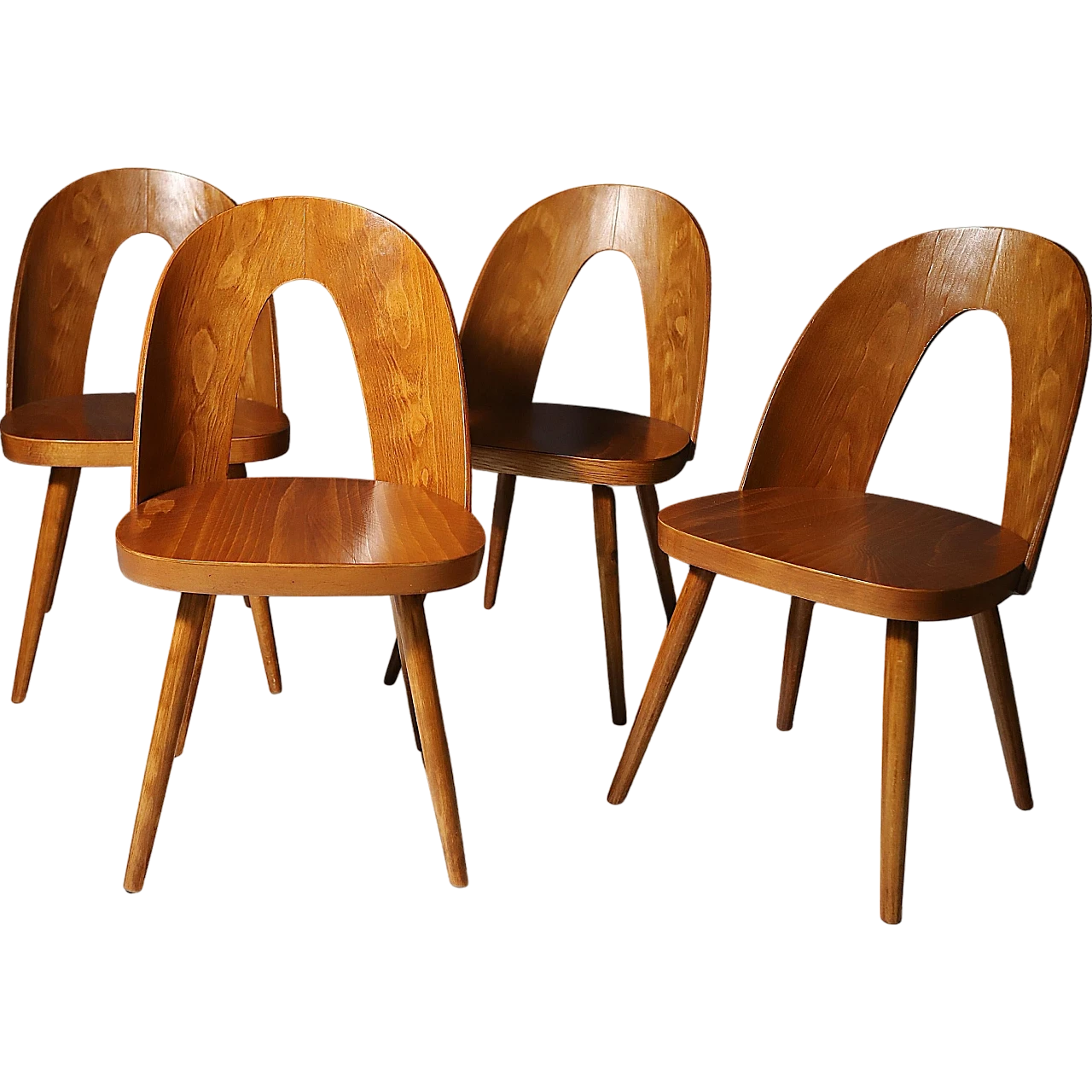 4 Beechwood chairs by Antonín Šuman, 1960s 8