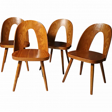 4 Beechwood chairs by Antonín Šuman, 1960s