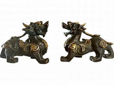 Bronze pair of dragons, 19th century