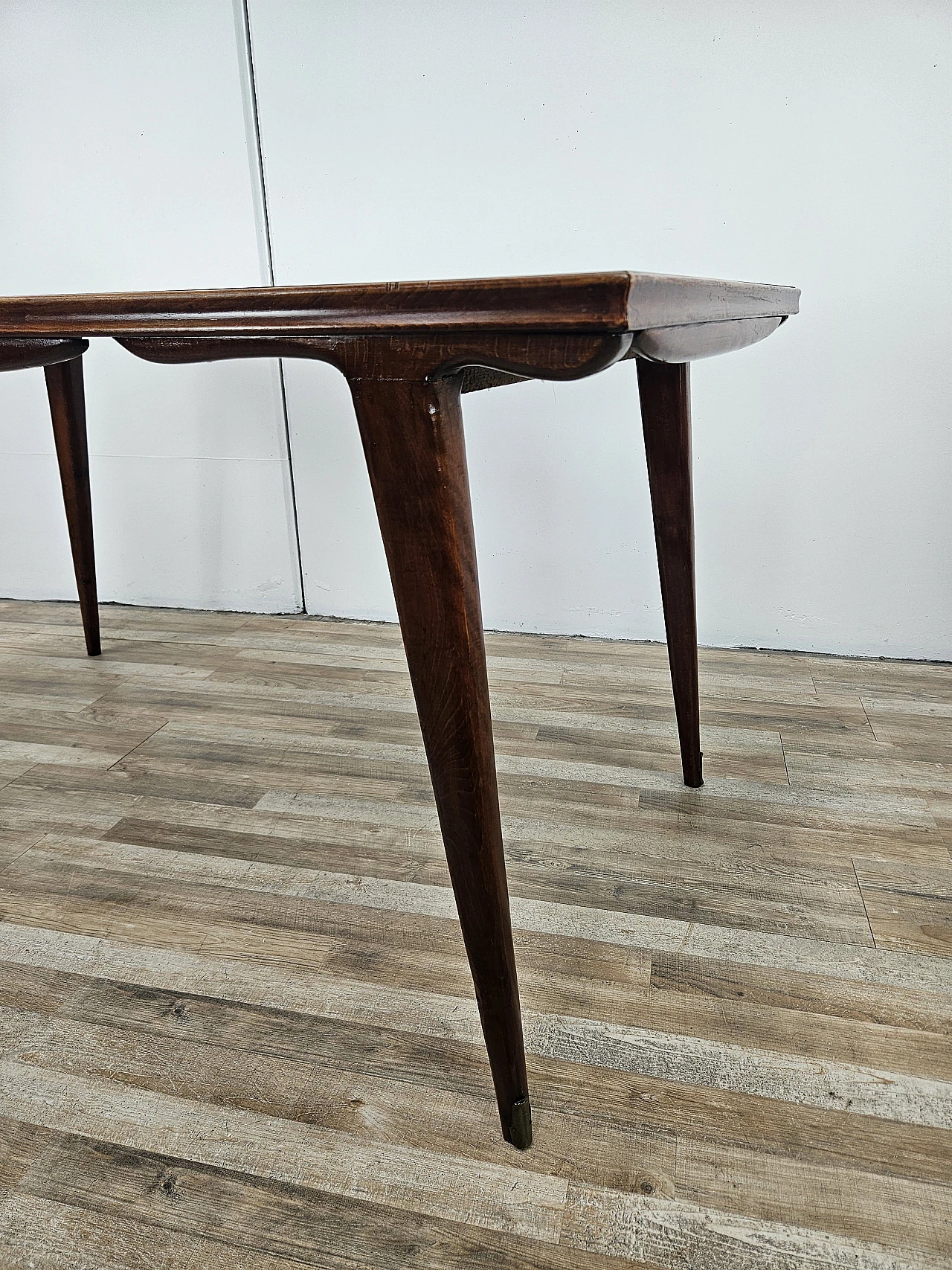 1960s table in beech with marble effect glass top 16