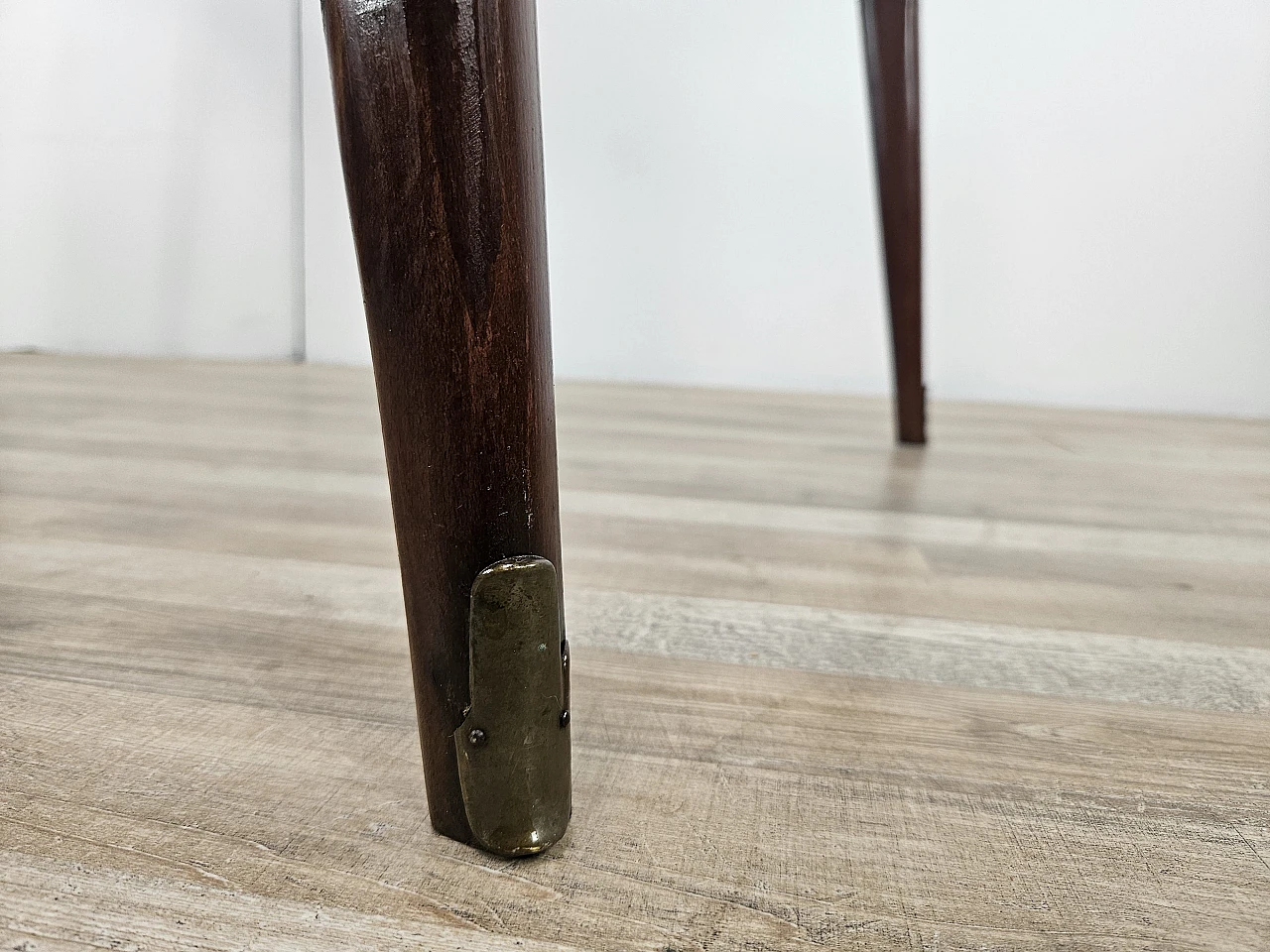 1960s table in beech with marble effect glass top 18