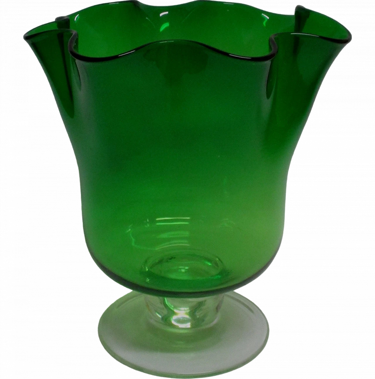 Vaso verde in vetro di murano soffiato, anni '60 6