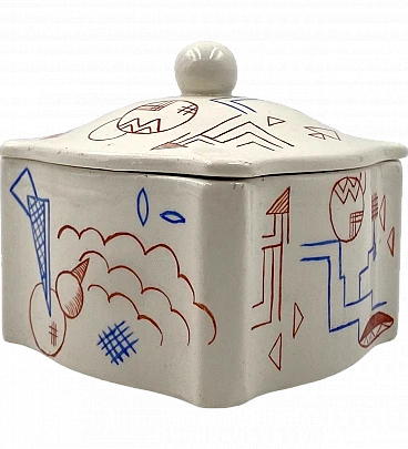 German Futurist ceramic box with cap,  1930s