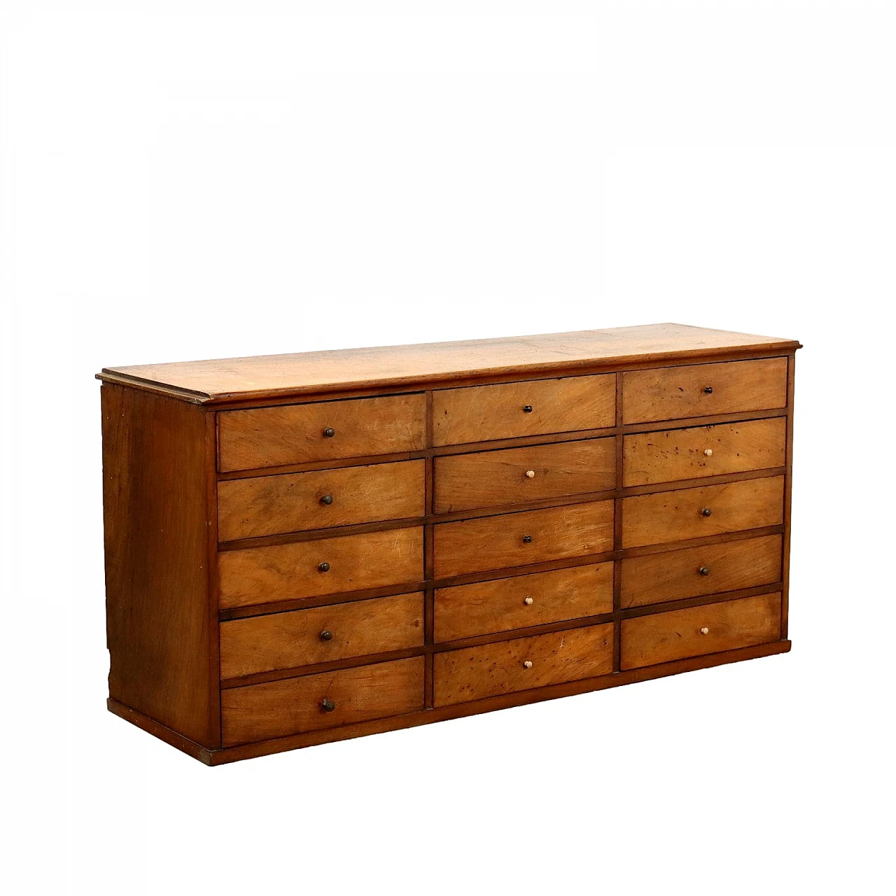 Walnut chest of drawers with 12 pine drawers , 20th century 1