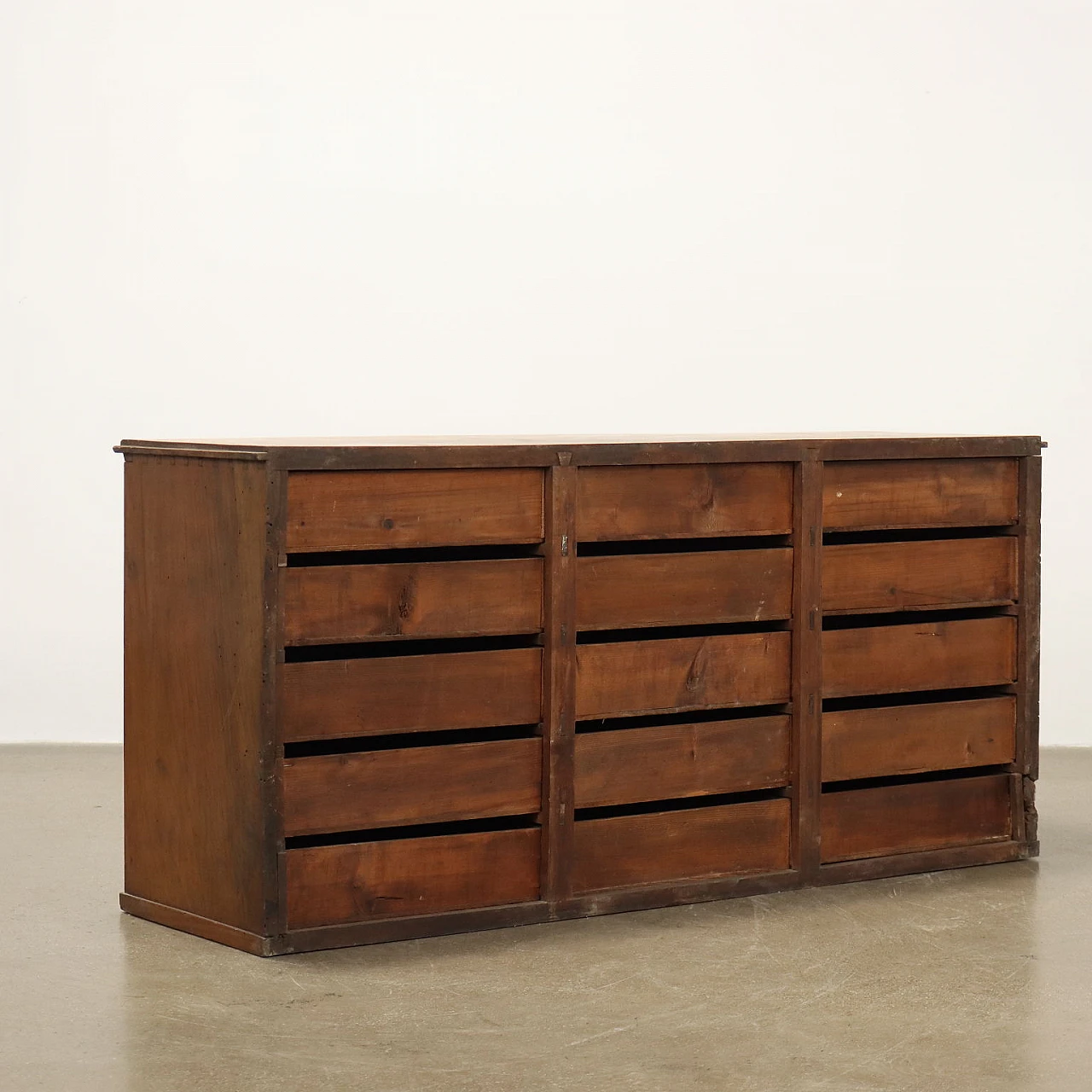 Walnut chest of drawers with 12 pine drawers , 20th century 6