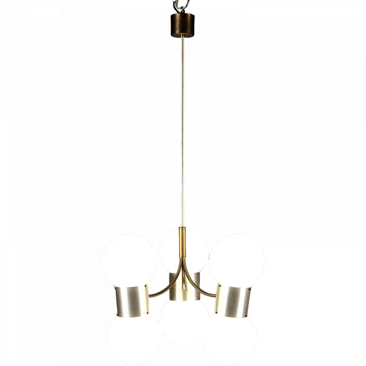 Ceiling lamp aluminium by Gino Sarfatti 1970s 10