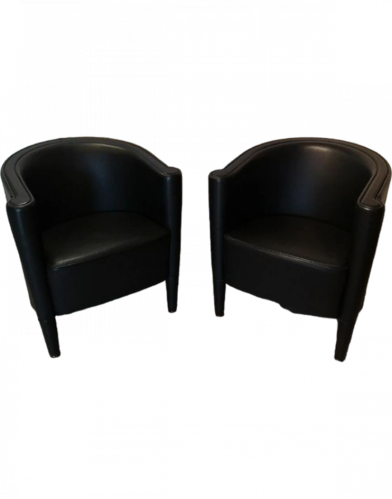 Pair of Rich black leather armachairs by A. Citterio for Moroso, 1980s 12