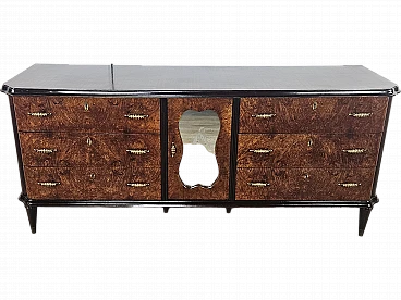 Art Deco sideboard in mahogany root with maple inlays, 1950s