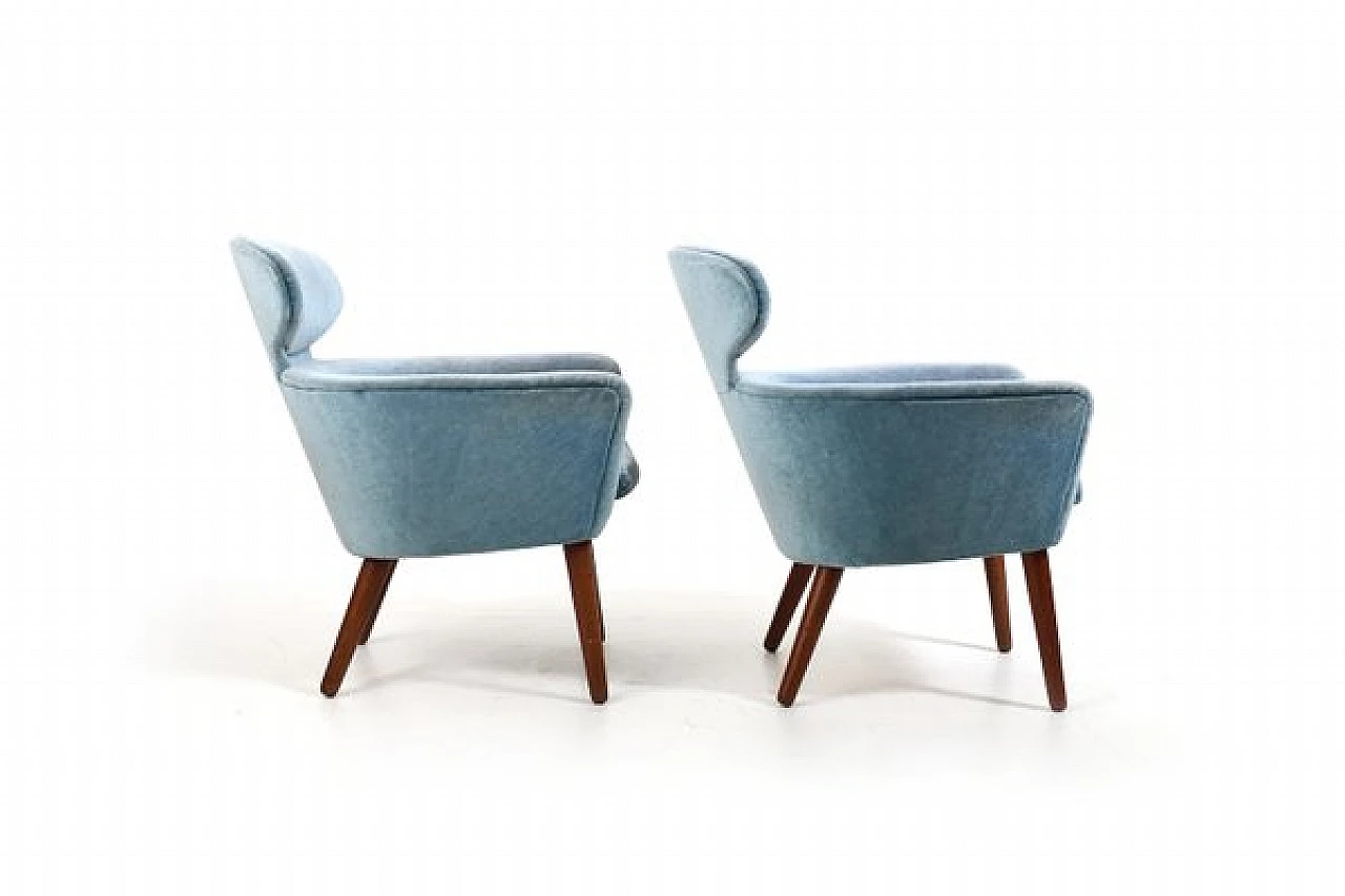 Pair of armchairs in teak and mohair, 1950s 3