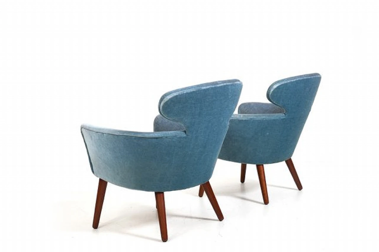 Pair of armchairs in teak and mohair, 1950s 5