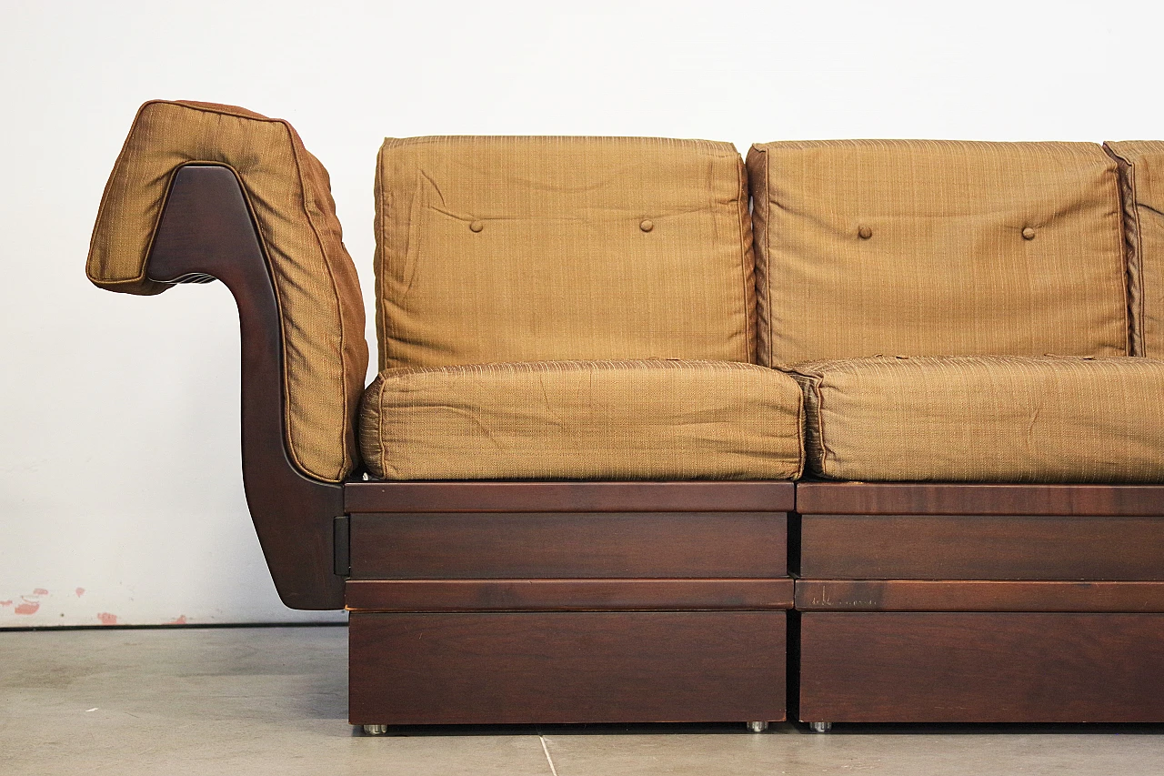 1970s Modular Beechwood Sofa by Frigerio – Original Fabric Upholstery, Set of 6 5