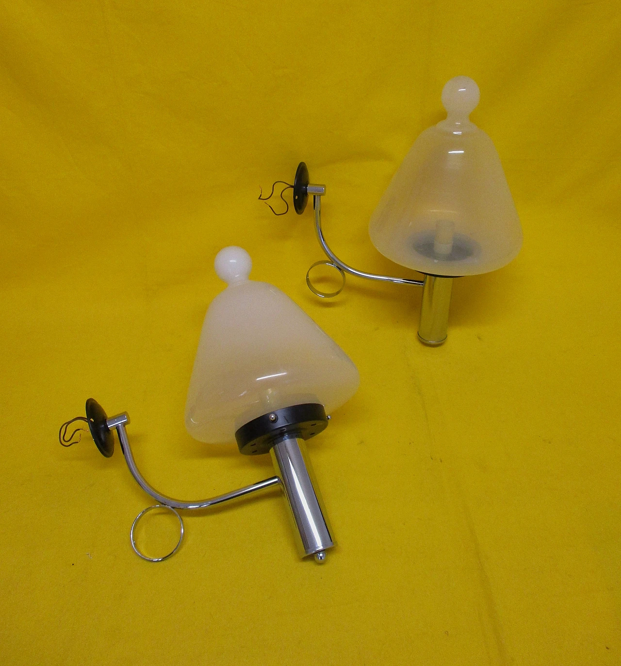 Pair of Carlo Nason metal glass wall lights from the 1960s 1