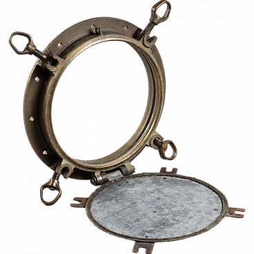 Brass and iron ship's porthole, late 20th century