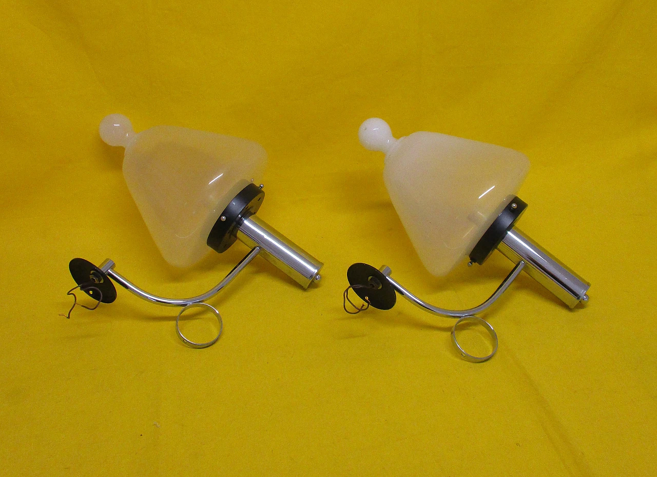 Pair of Carlo Nason metal glass wall lights from the 1960s 7