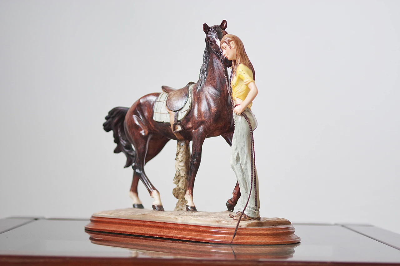 A. Saulini ceramic sculpture of Horse and Woman, 1970s 1