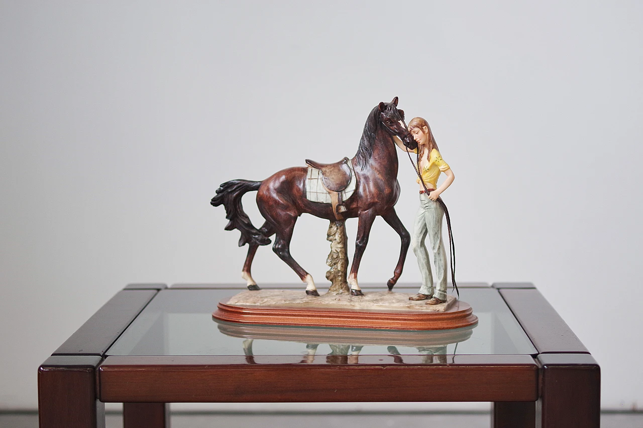 Scultura in ceramica Cavallo e Donna, 1970 2