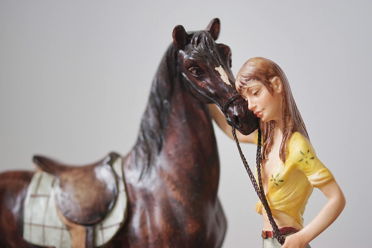 A. Saulini ceramic sculpture of Horse and Woman, 1970s 4