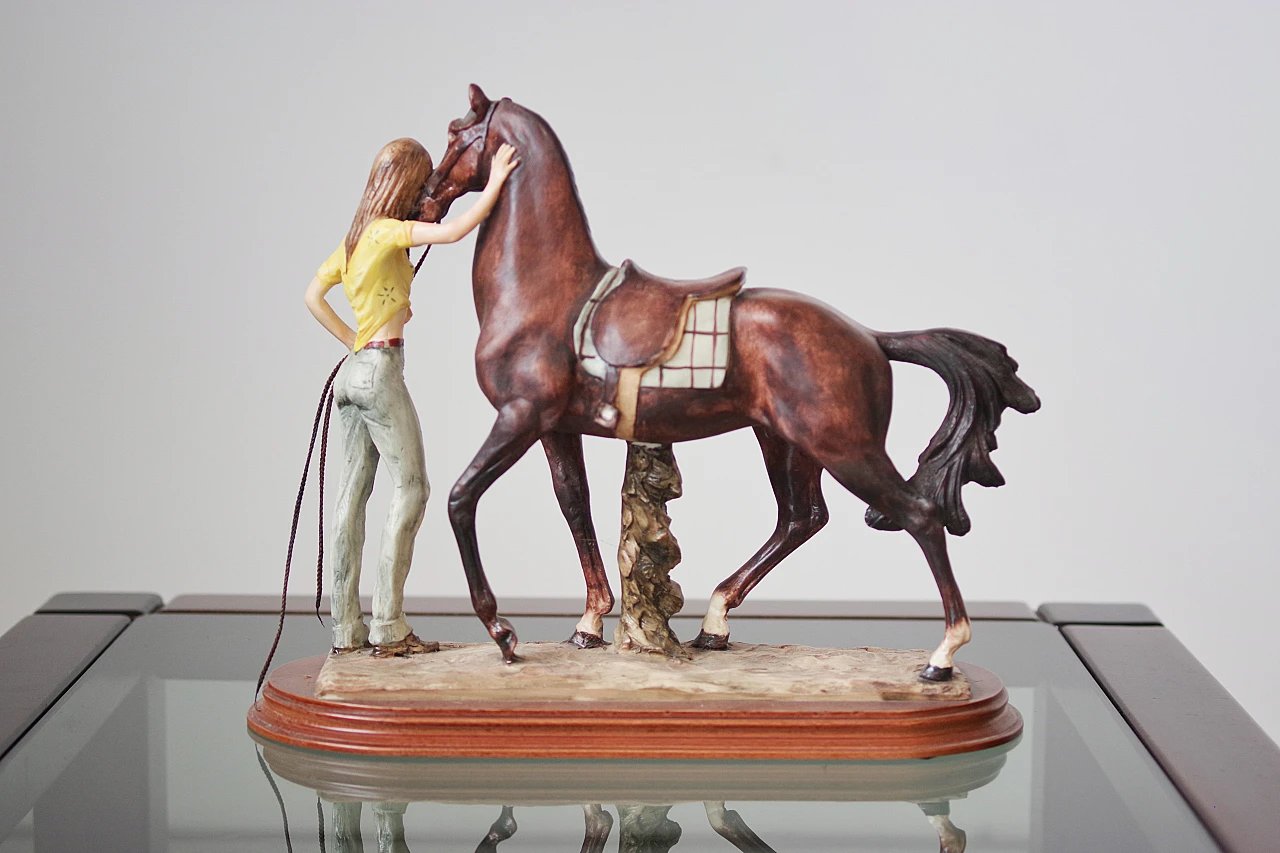 A. Saulini ceramic sculpture of Horse and Woman, 1970s 5