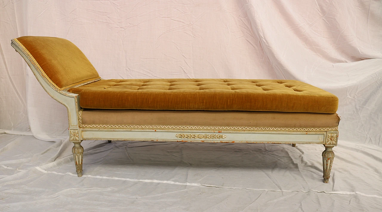 Yellow velvet Louis XVI Chaise Lounge, 1890s 2