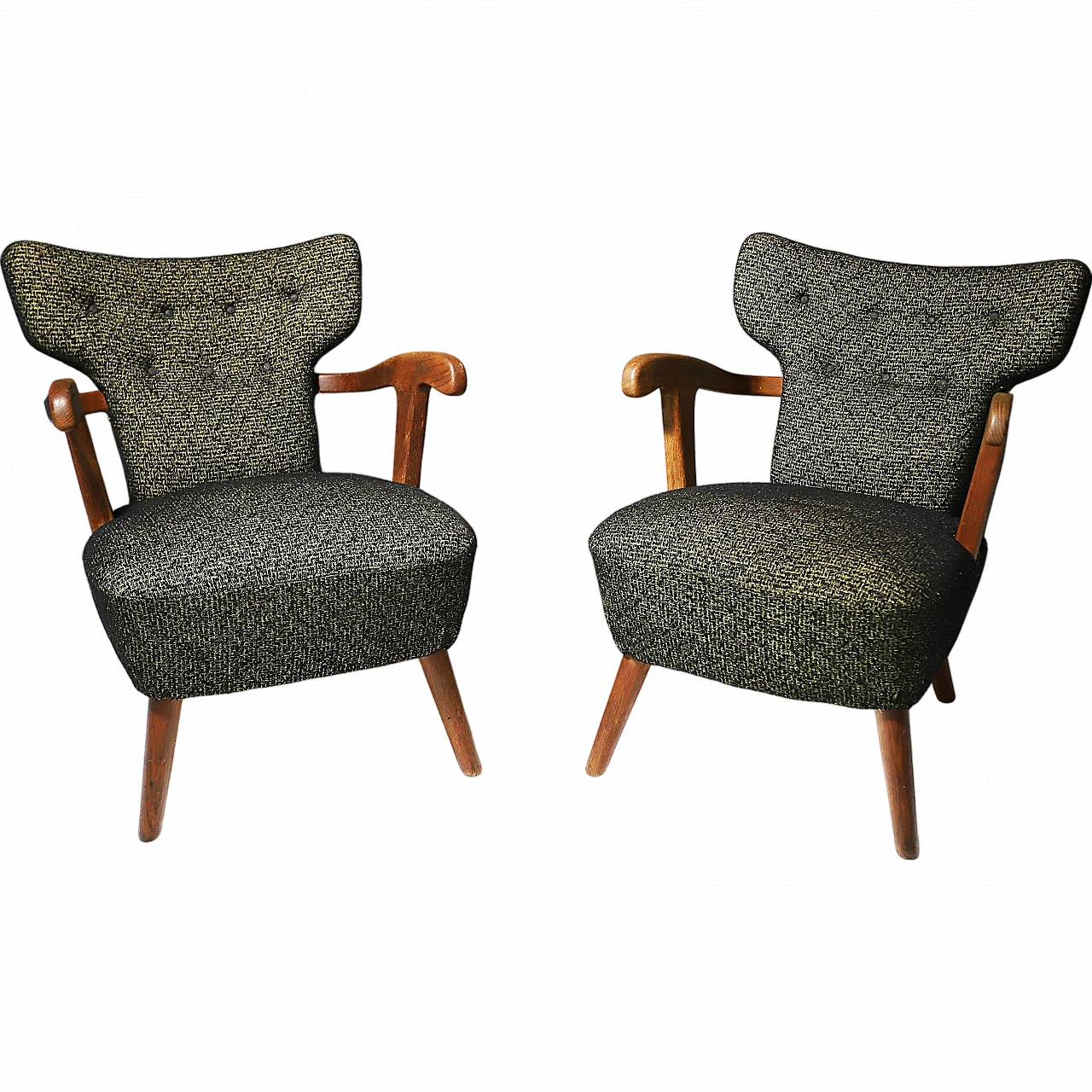 Coppia di poltrone Wingback, anni '40 13