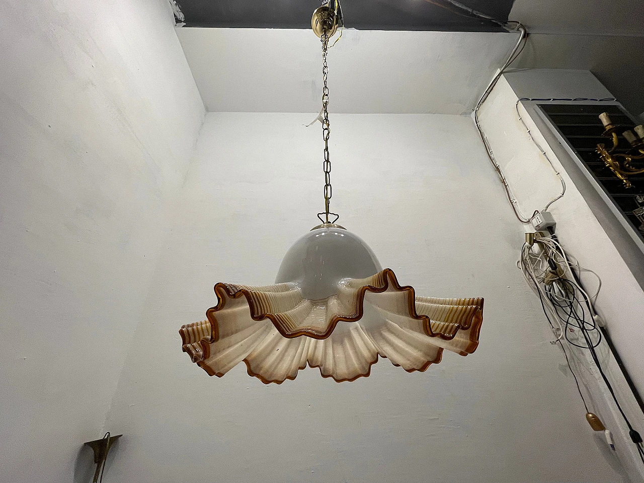 Murano Glass Frilly Light Pendant, 1970s 3