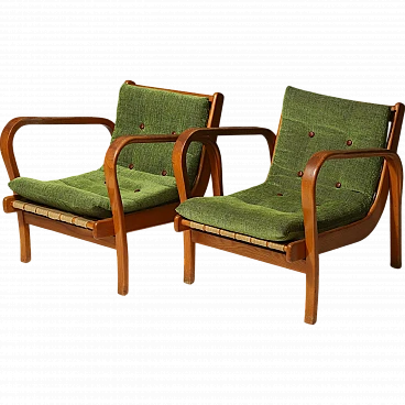 Pair of armchairs by Kropáček and Koželka for Interior Praha, 1940s