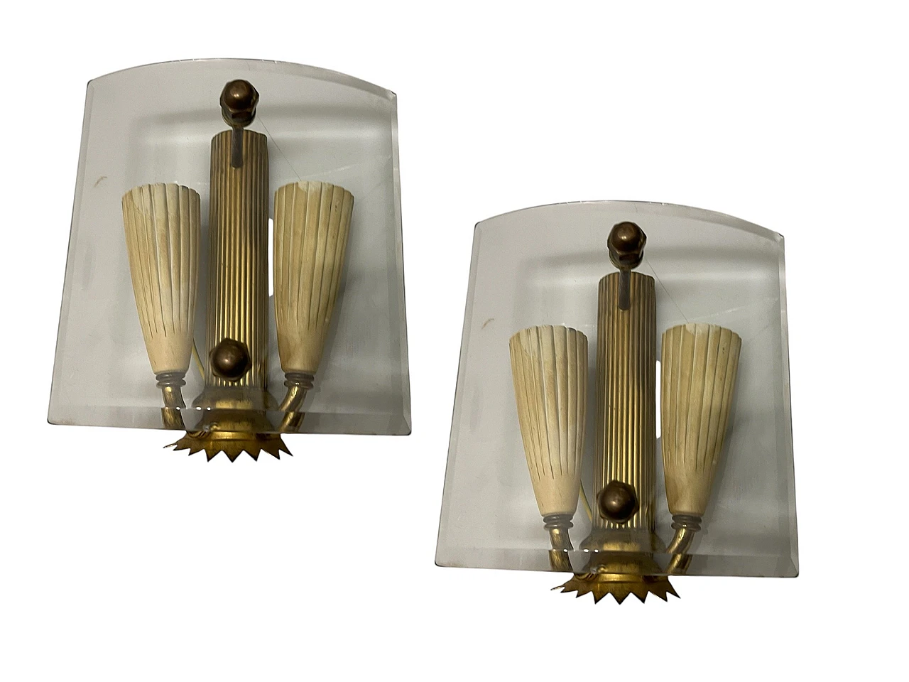 Pair of wall sconces Fontana Arte style, 1950s 1