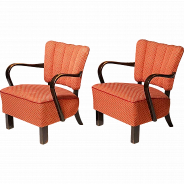 Pair of H-237 cocktail armchairs by Jindřich Halabala, 1950s