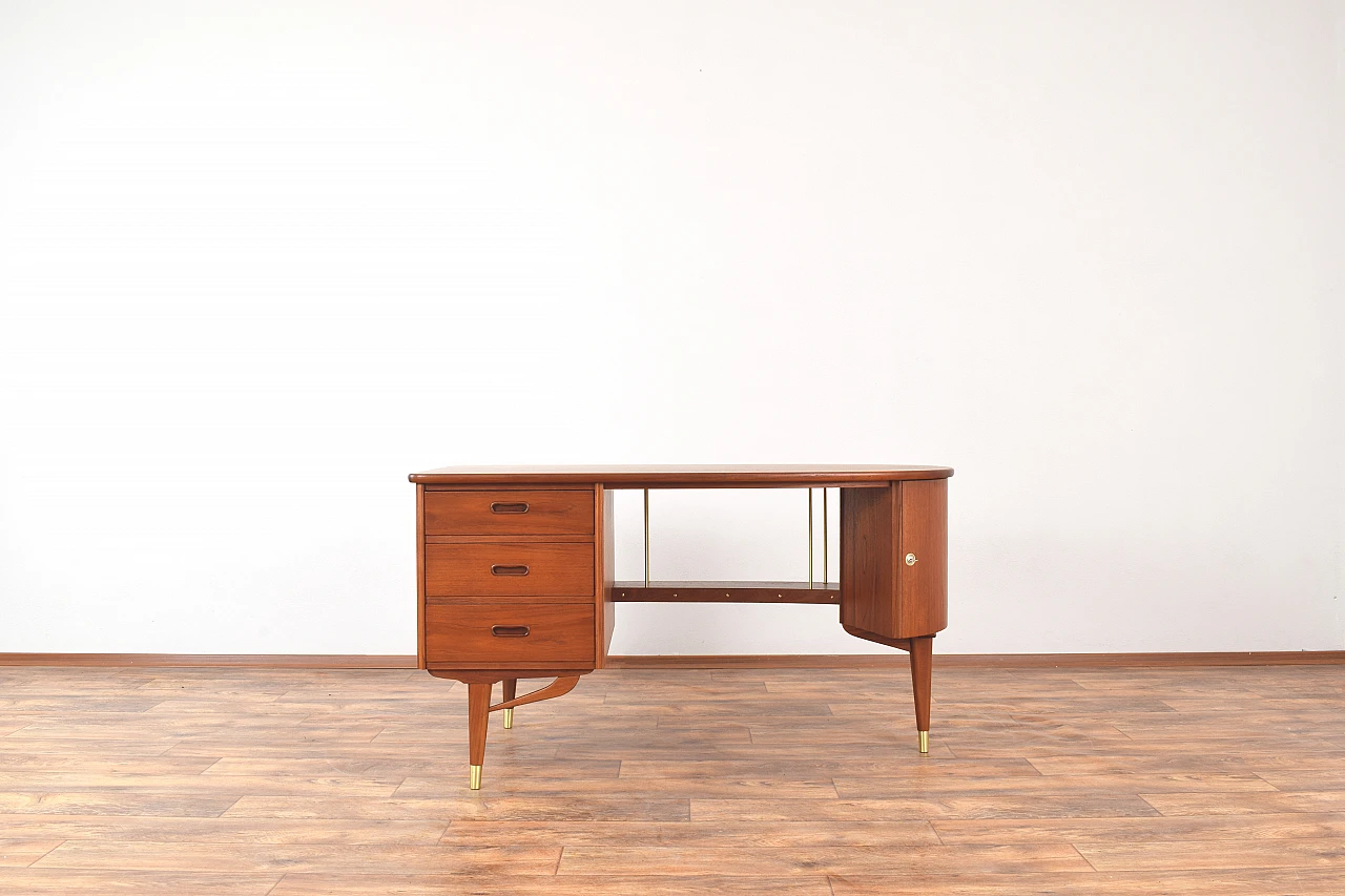 Scrivania Mid-Century in teak organico di Sola Møbler, anni '60 2