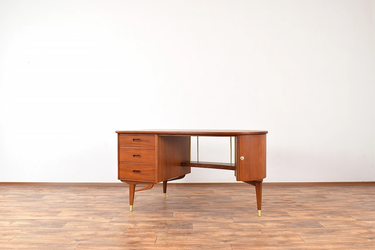 Scrivania Mid-Century in teak organico di Sola Møbler, anni '60 3