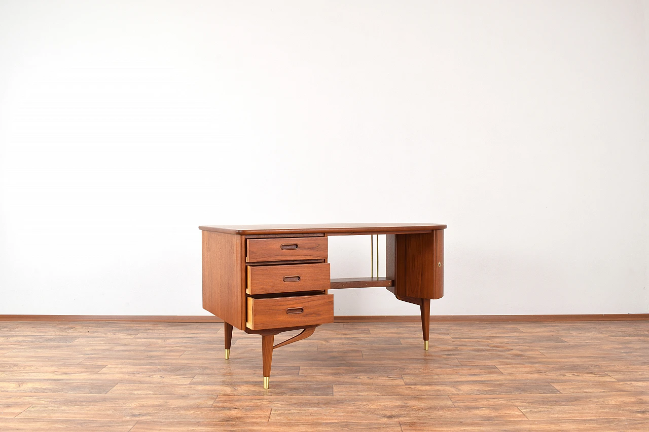 Scrivania Mid-Century in teak organico di Sola Møbler, anni '60 4