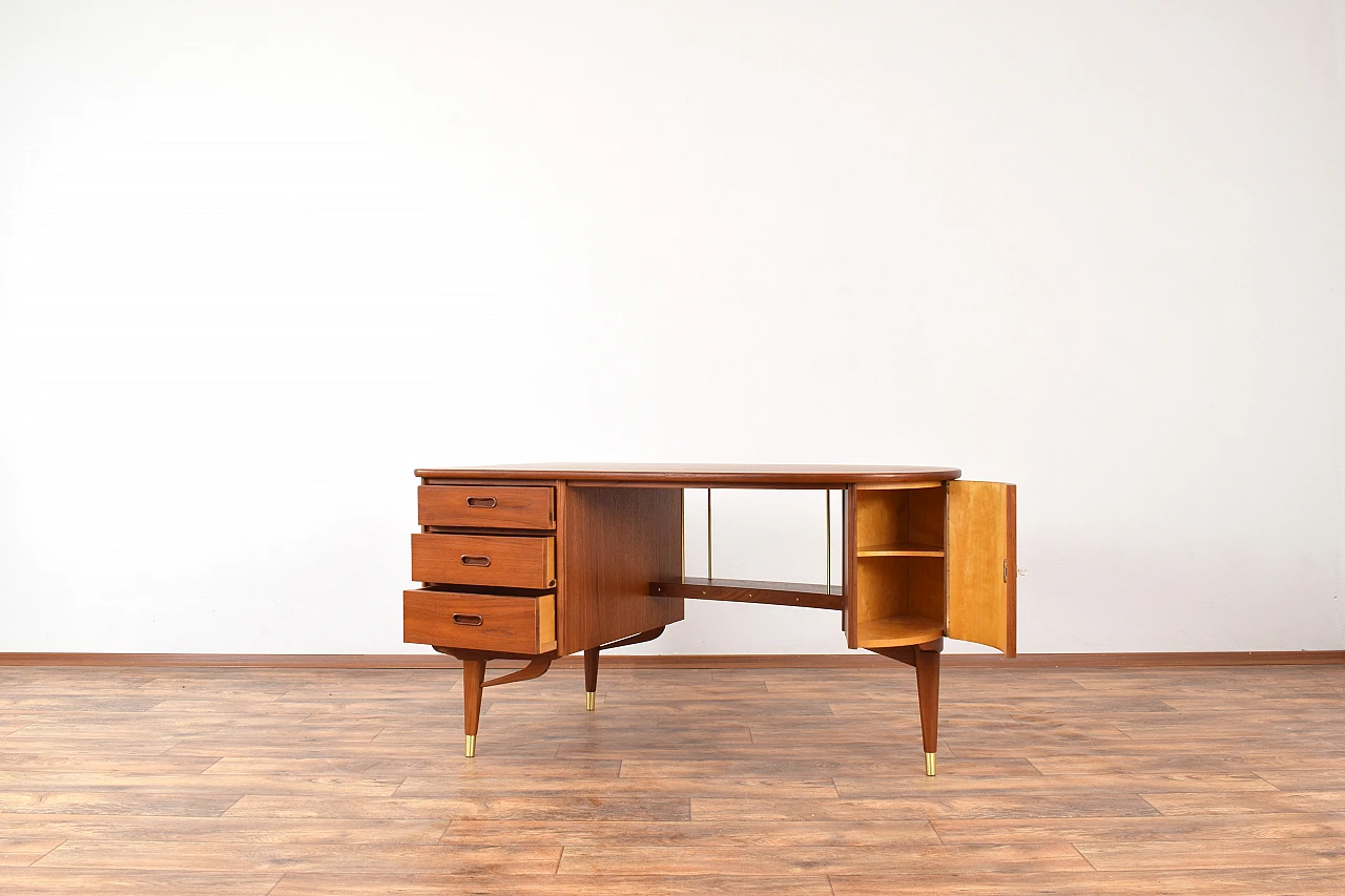 Scrivania Mid-Century in teak organico di Sola Møbler, anni '60 5