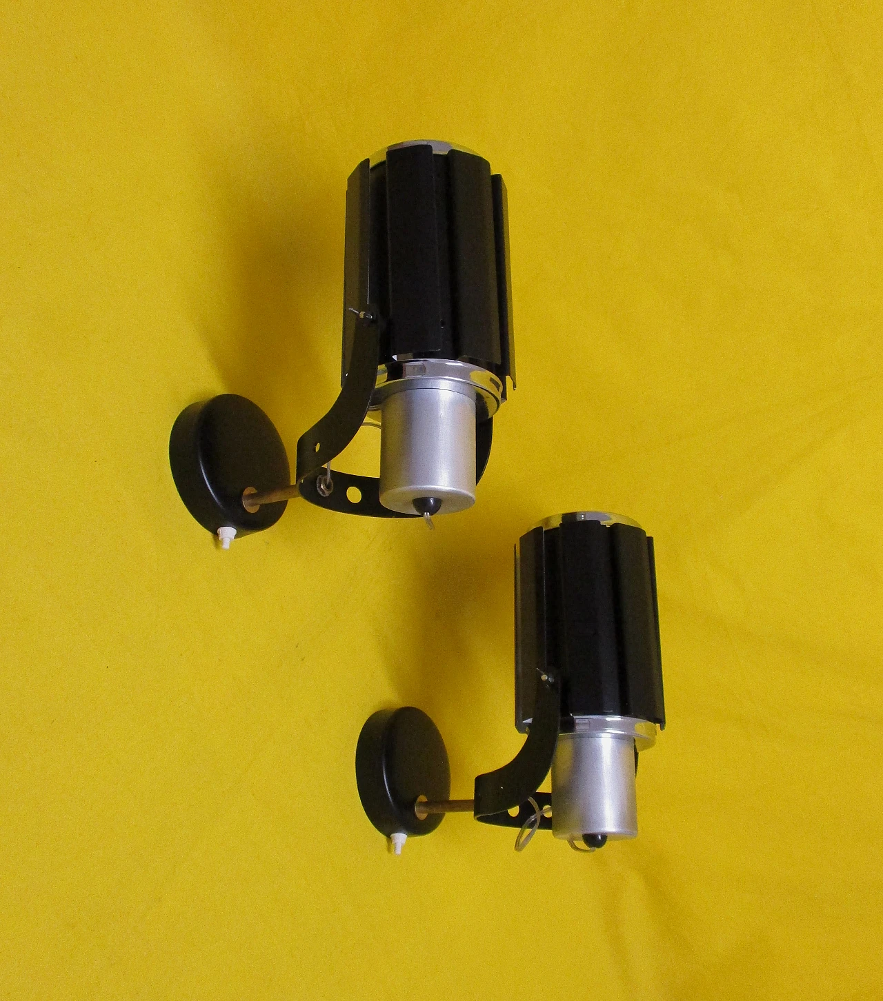 Pair of 80s metal design wall lights 1