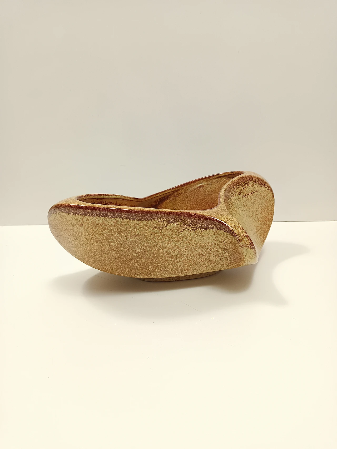 Brown Glazed Ceramic Trinket Bowl - Centerpiece by Bertoncello, Italy 2