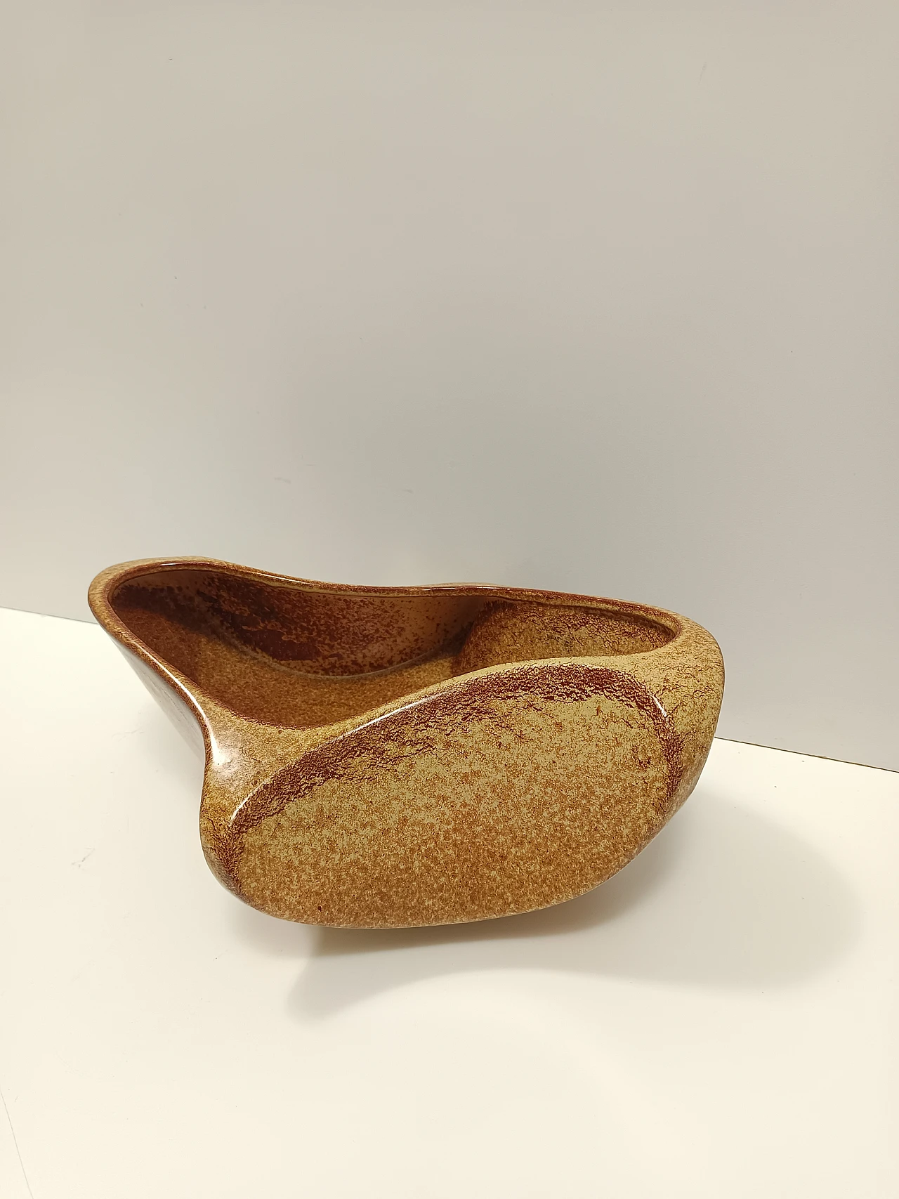 Brown Glazed Ceramic Trinket Bowl - Centerpiece by Bertoncello, Italy 6