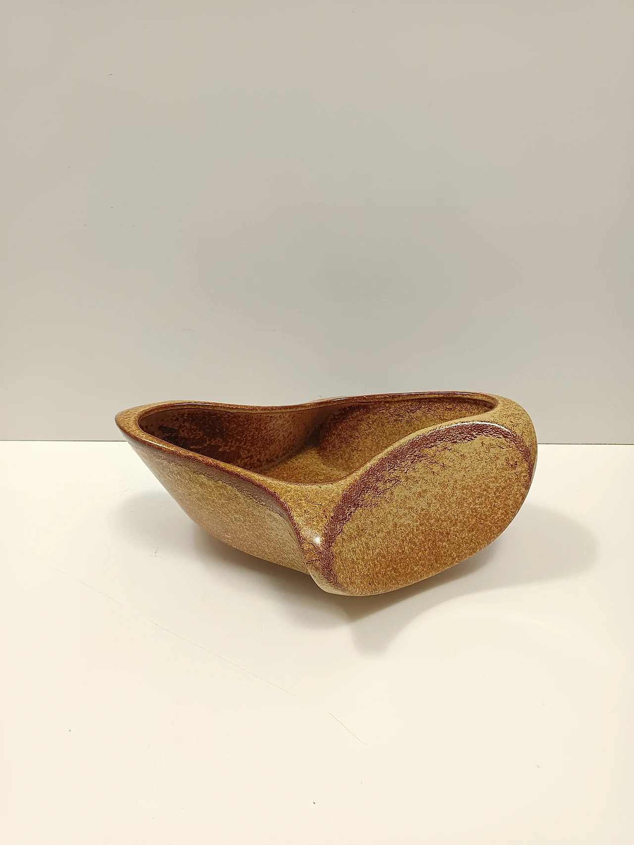 Brown Glazed Ceramic Trinket Bowl - Centerpiece by Bertoncello, Italy 8