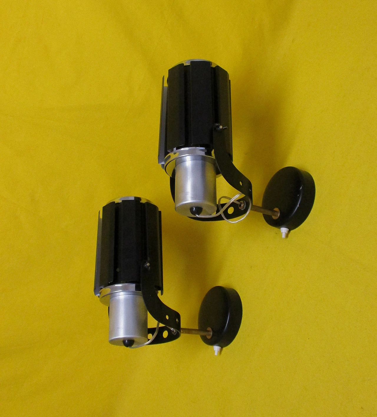 Pair of 80s metal design wall lights 3