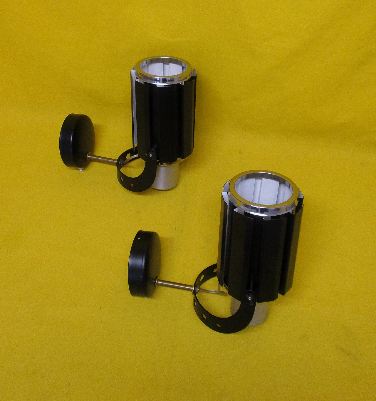 Pair of 80s metal design wall lights 4