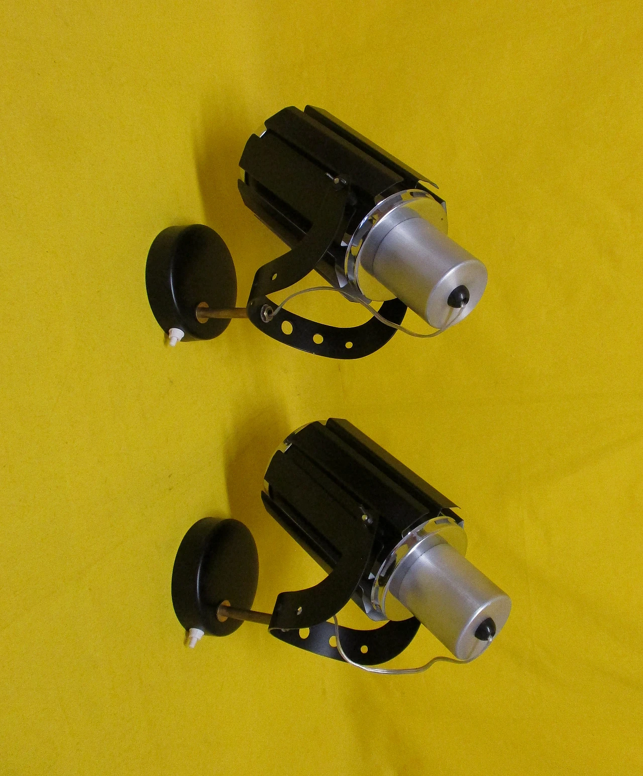 Pair of 80s metal design wall lights 5