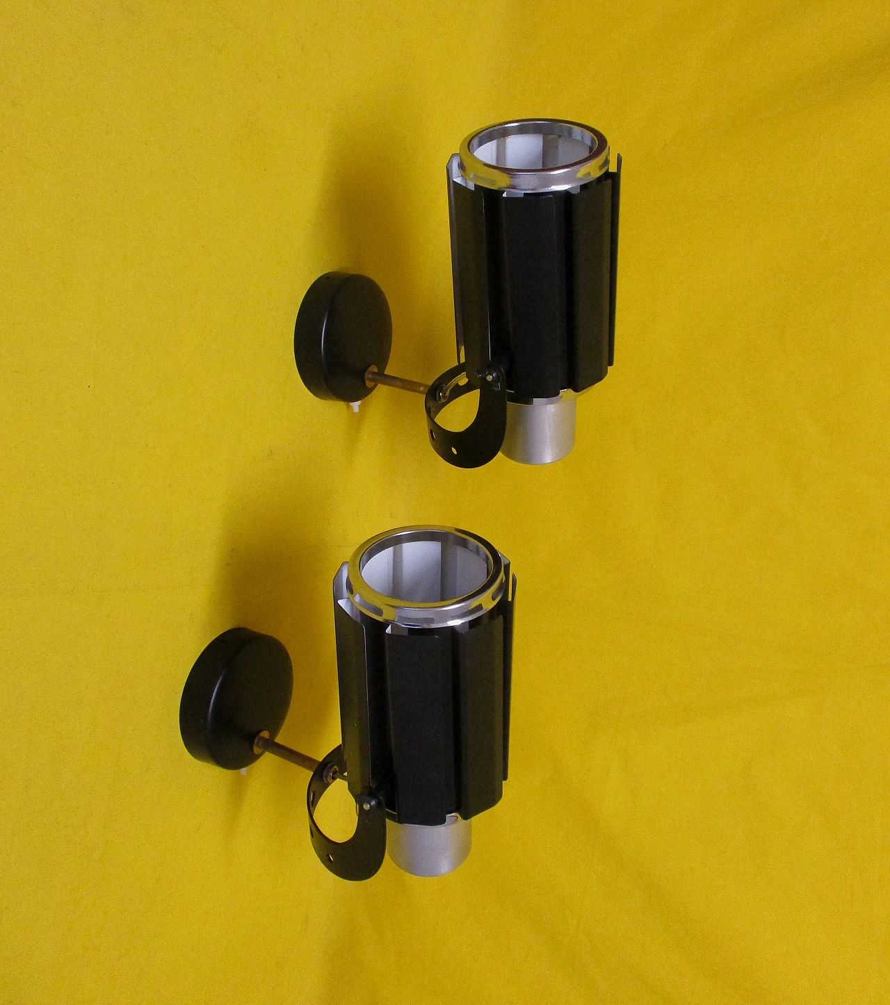 Pair of 80s metal design wall lights 6