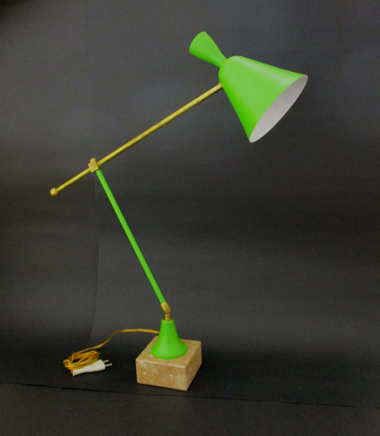 Stilnovo lamp in brass, aluminum and marble, 1950s 1