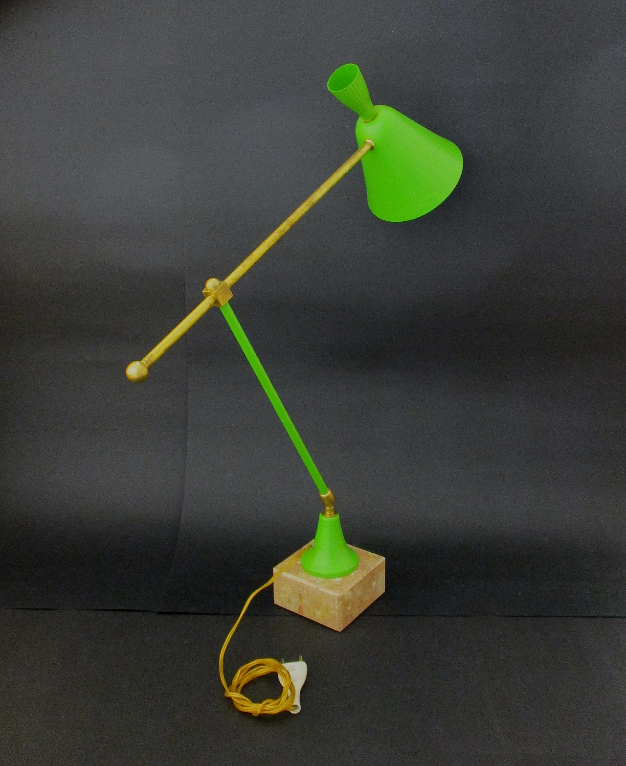 Stilnovo lamp in brass, aluminum and marble, 1950s 2