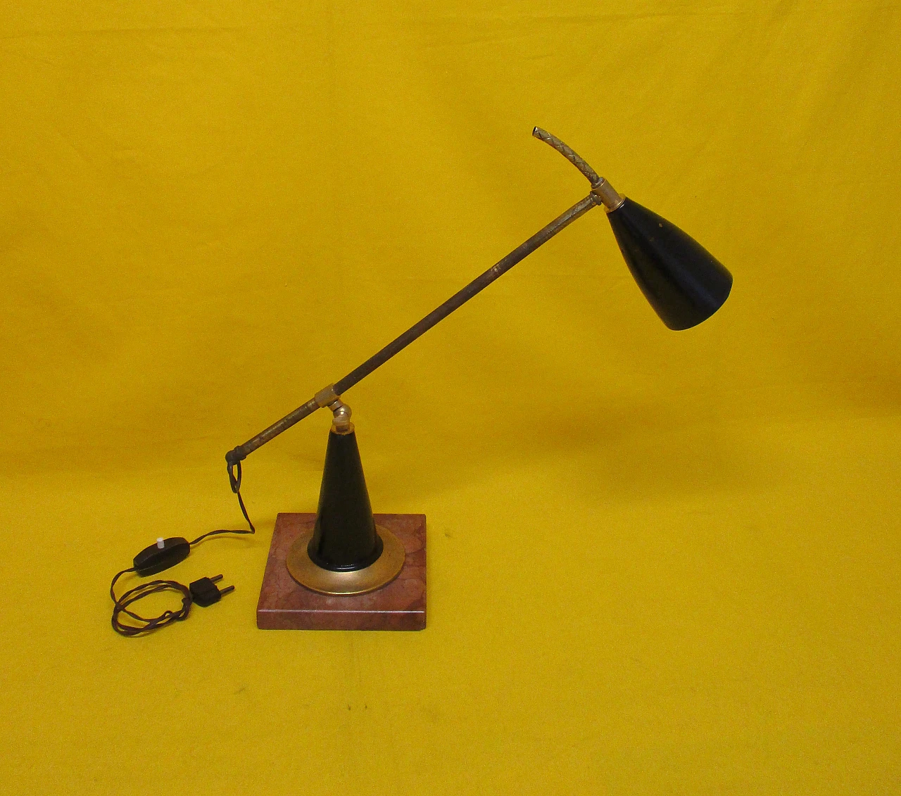 Stilnovo lamp in brass, aluminum and marble, 1950s 1