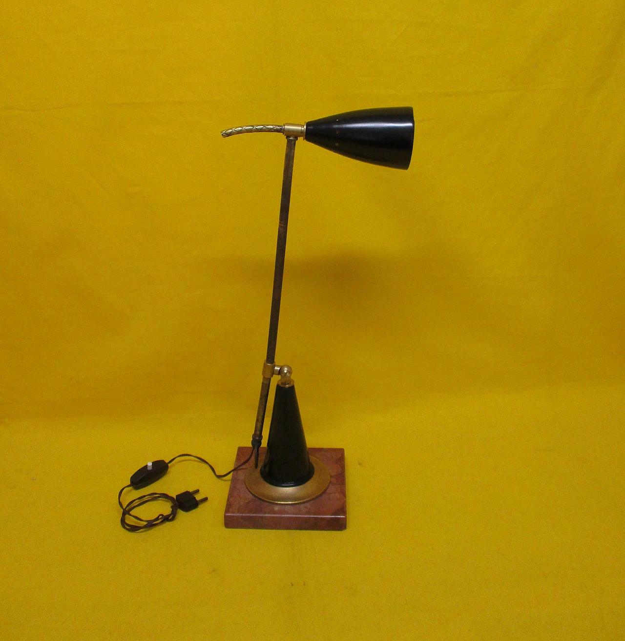 Stilnovo lamp in brass, aluminum and marble, 1950s 4