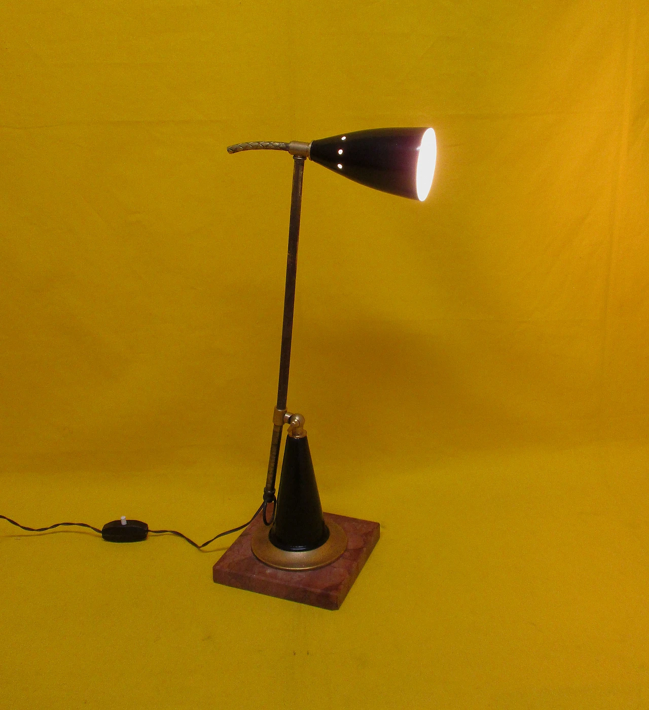 Stilnovo lamp in brass, aluminum and marble, 1950s 7