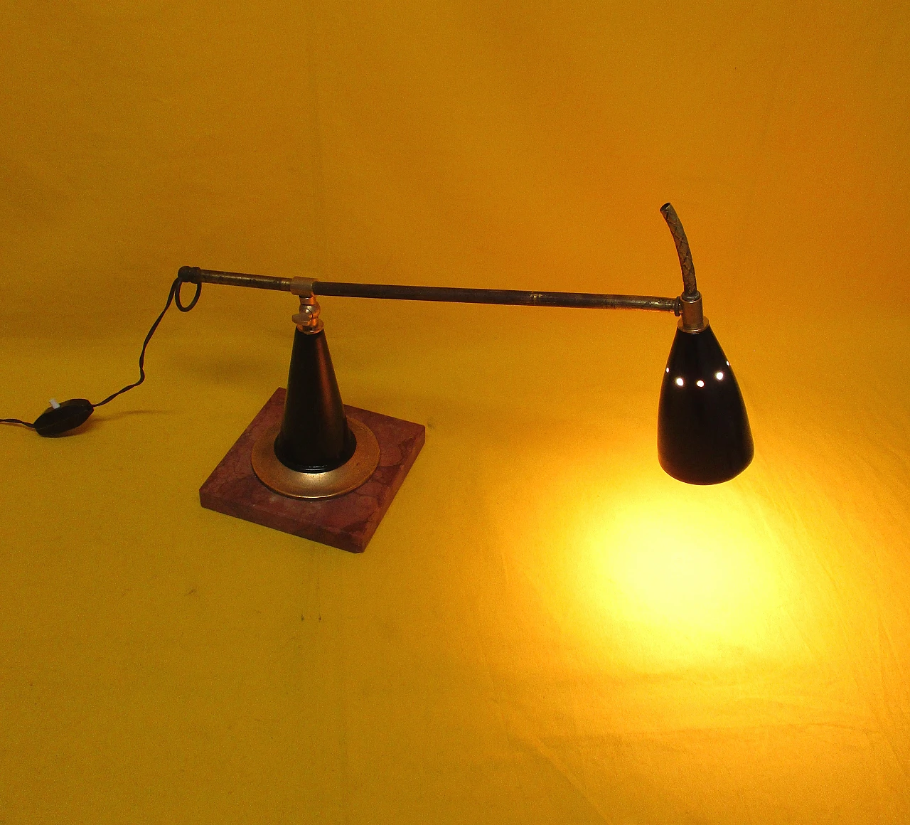 Stilnovo lamp in brass, aluminum and marble, 1950s 8