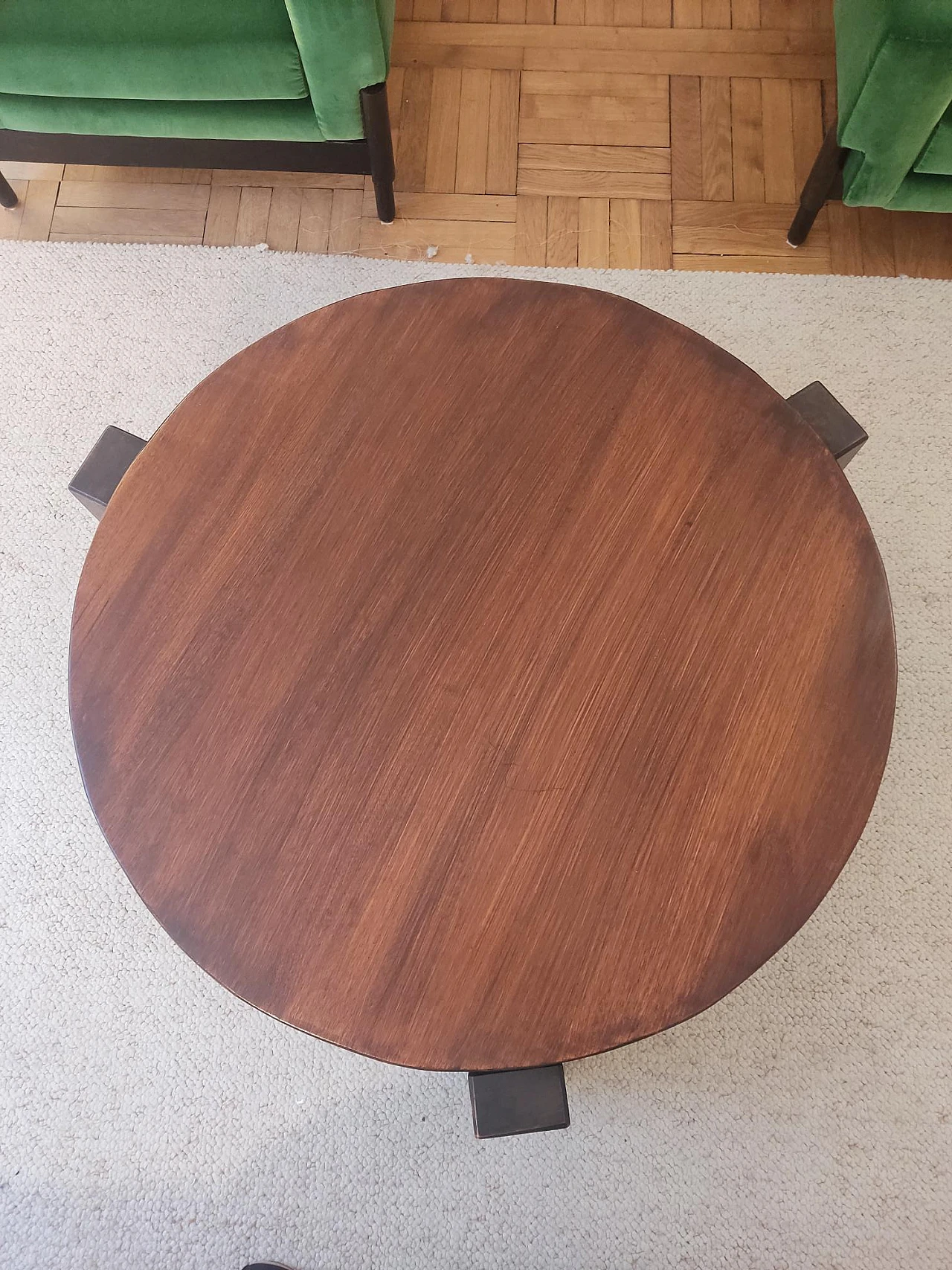 Circular oak coffee table, 60s 3